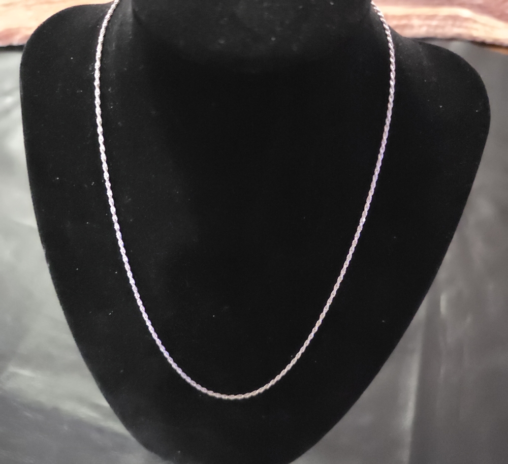Delicate Silver Rope Chain Necklace - White